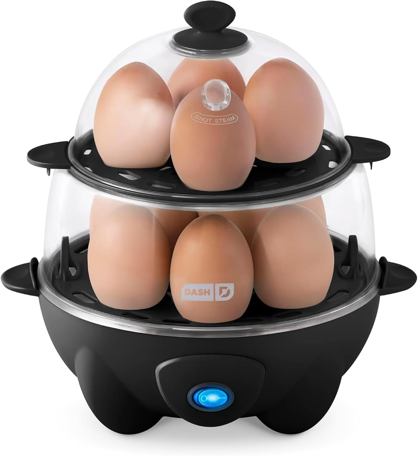 Deluxe Egg Cooker - Boiler, Poacher & Steamer - Includes Measuring & Recipe Guide - Dishwasher Safe - BPA Free - Holds 12 Eggs, Black