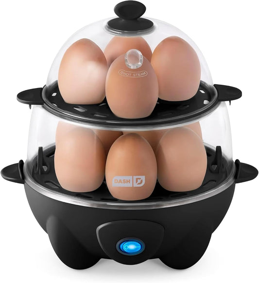 Deluxe Egg Cooker - Boiler, Poacher & Steamer - Includes Measuring & Recipe Guide - Dishwasher Safe - BPA Free - Holds 12 Eggs, Black