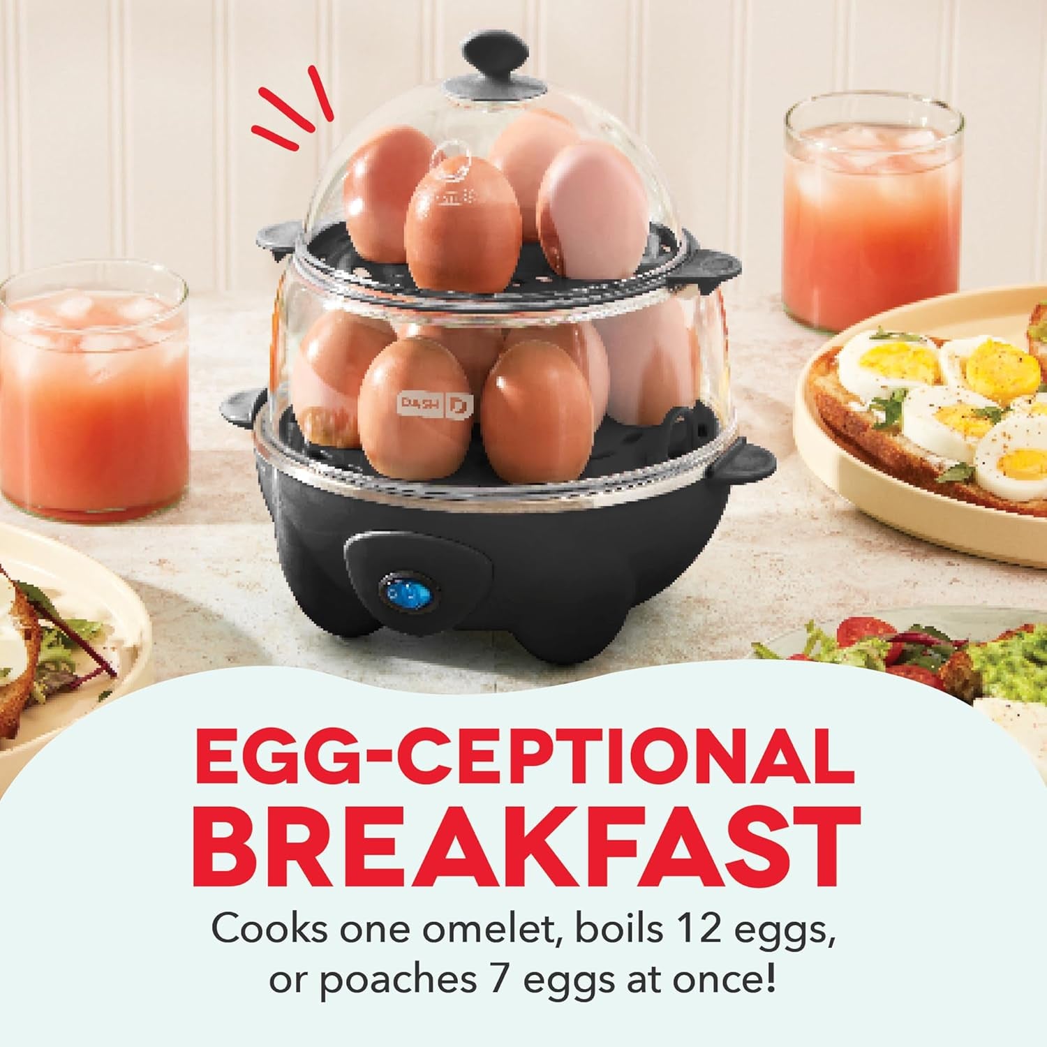 Deluxe Egg Cooker - Boiler, Poacher & Steamer - Includes Measuring & Recipe Guide - Dishwasher Safe - BPA Free - Holds 12 Eggs, Black
