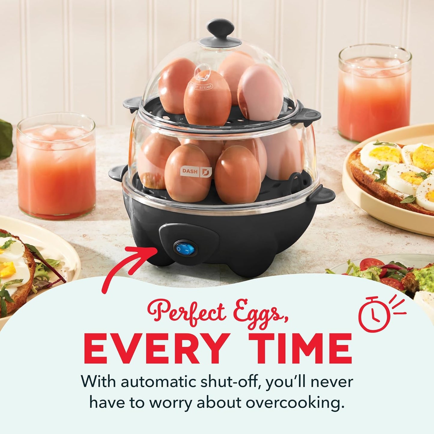 Deluxe Egg Cooker - Boiler, Poacher & Steamer - Includes Measuring & Recipe Guide - Dishwasher Safe - BPA Free - Holds 12 Eggs, Black