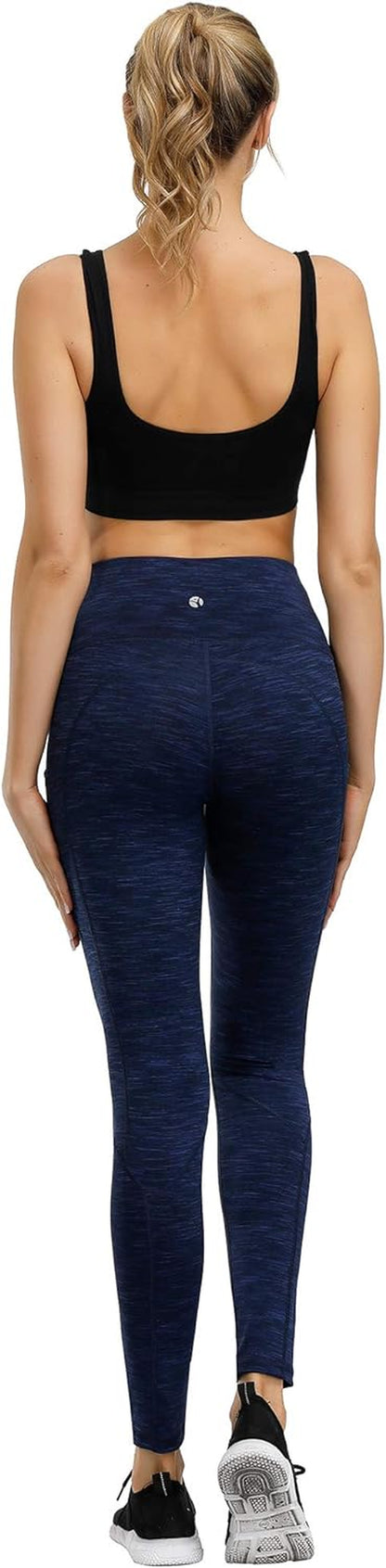 Lifesky Women Yoga Leggings Pants: High Waist Tummy Control 4-Way Stretch Yoga Pants with 3 Pockets for Ladies - Compression Anti-Squat Proof Tights for Workout Gym Running Athletic Exercise Fitness